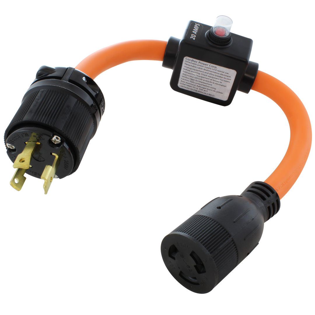 Electrical plug and socket with an orange cable