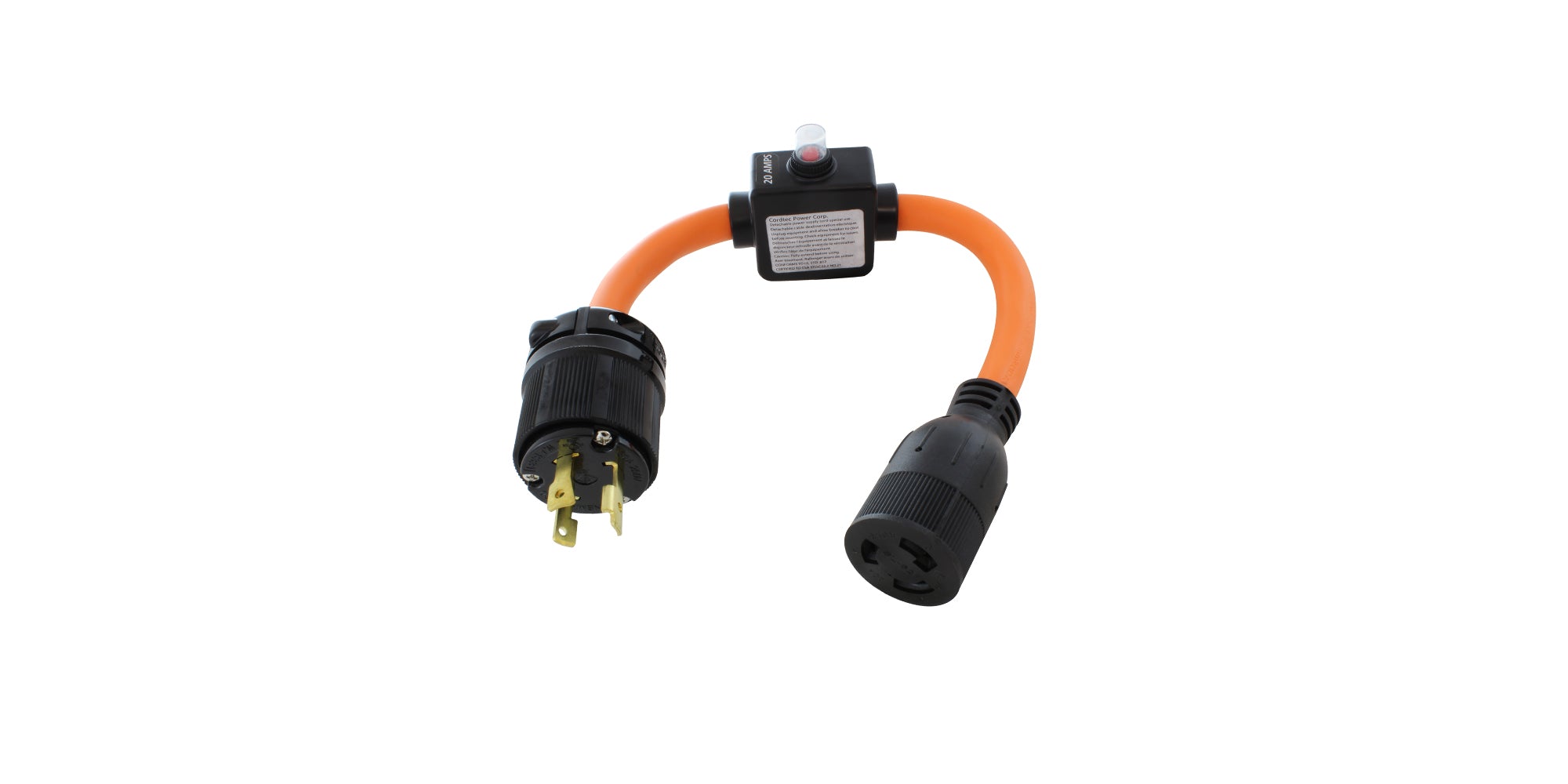 Electrical plug and socket with orange connector on a white background